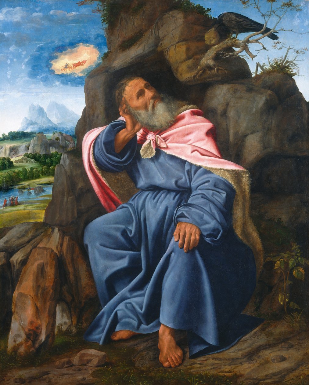 Elijah Alimentado pelo Corvo de Giovanni Girolamo Savoldo