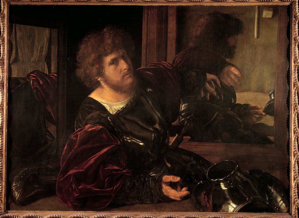 Auto-retrato anteriormente chamado retrato de Gaston de Foix Pintura de Giovanni Girolamo Savoldo (1480-1548) (ec.ital.) Sol do século XVI. 0,91x1,23 m Paris, Musee du Louvre. de Giovanni Girolamo Savoldo