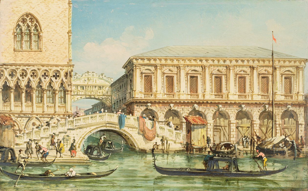 Vista do Palácio dos Doges, a Ponte dos Suspiros e a Prisão de Giovanni Grubacs