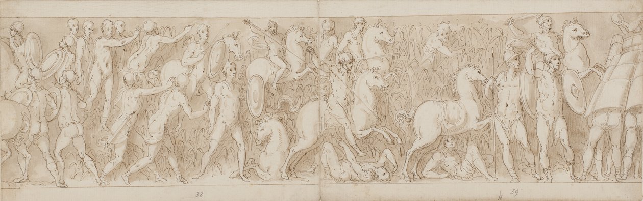Fim de uma parte restaurada da coluna (XLVII); os sármatas são perseguidos no pântano (XLVIII); os romanos atacam uma fortaleza alemã (?) (início de LIV) de Giovanni Guerra