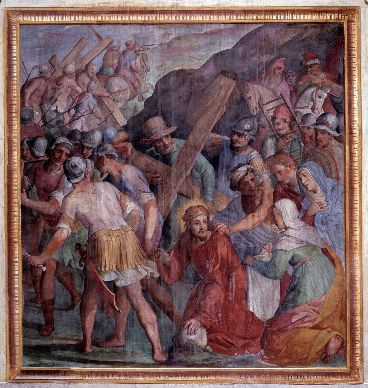 Paixão de Cristo: A Queda a Caminho do Calvário (Fresco de Giovanni Il Cosci Balducci