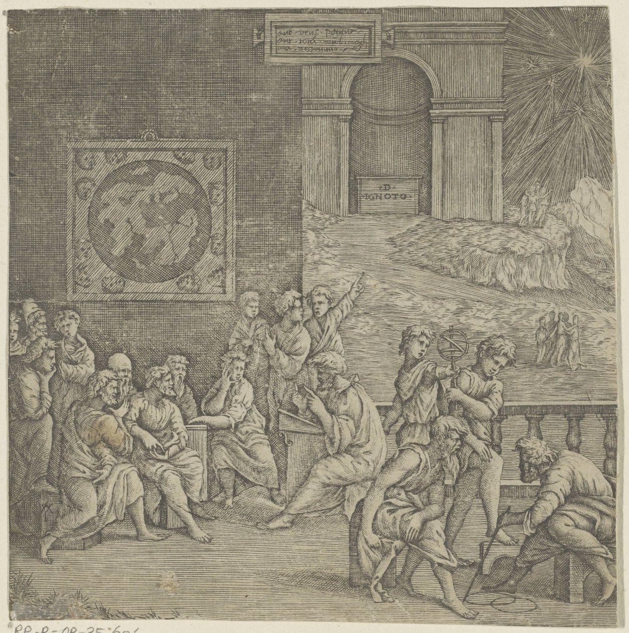 Escola de um filósofo de Giovanni Jacopo Caraglio (attributed to)