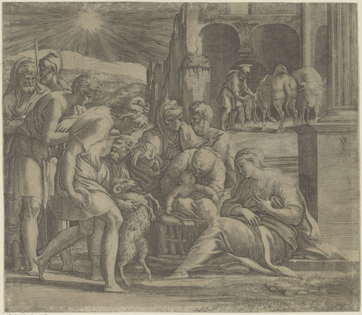 Adoração dos pastores de Giovanni Jacopo Caraglio