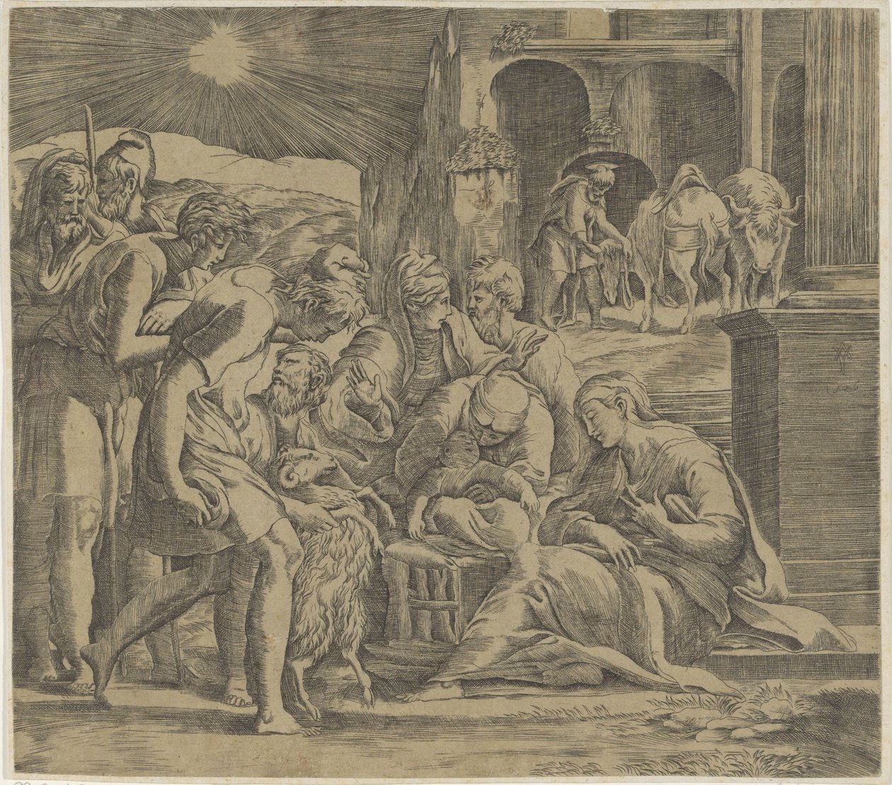Adoração dos pastores de Giovanni Jacopo Caraglio