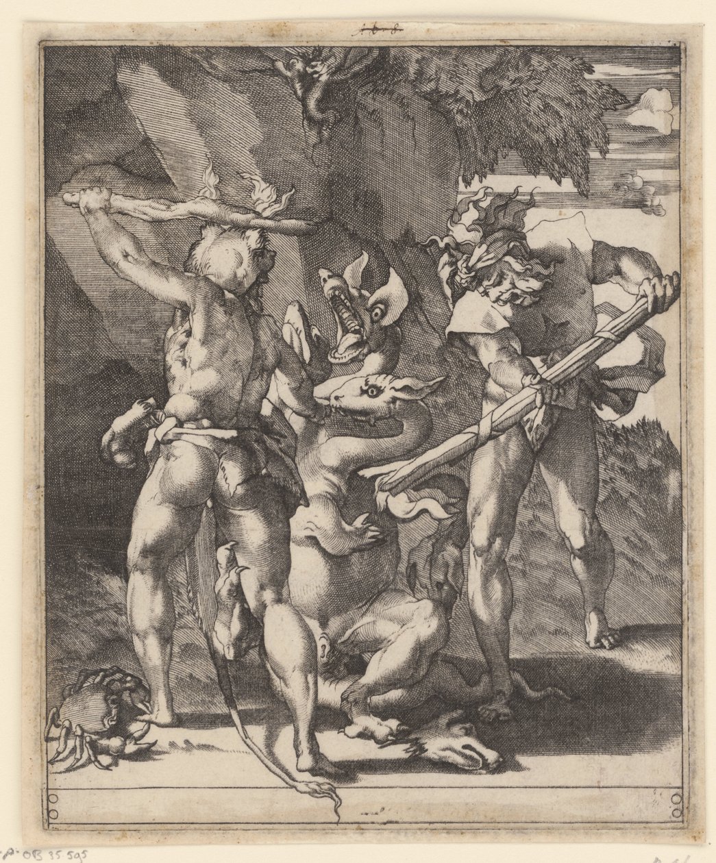 Hércules em batalha com a hidra de Lerna
Cenas com Hércules (título da série) de Giovanni Jacopo Caraglio