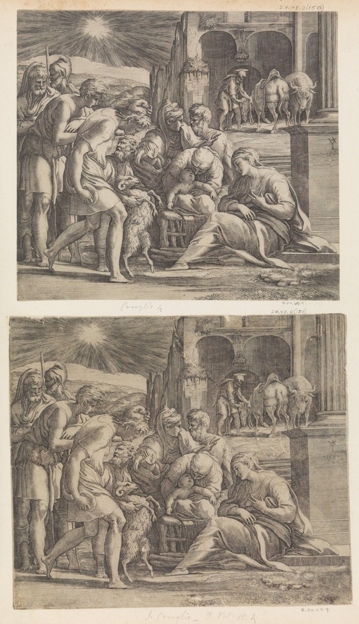 A Adoração dos Pastores. de Giovanni Jacopo Caraglio