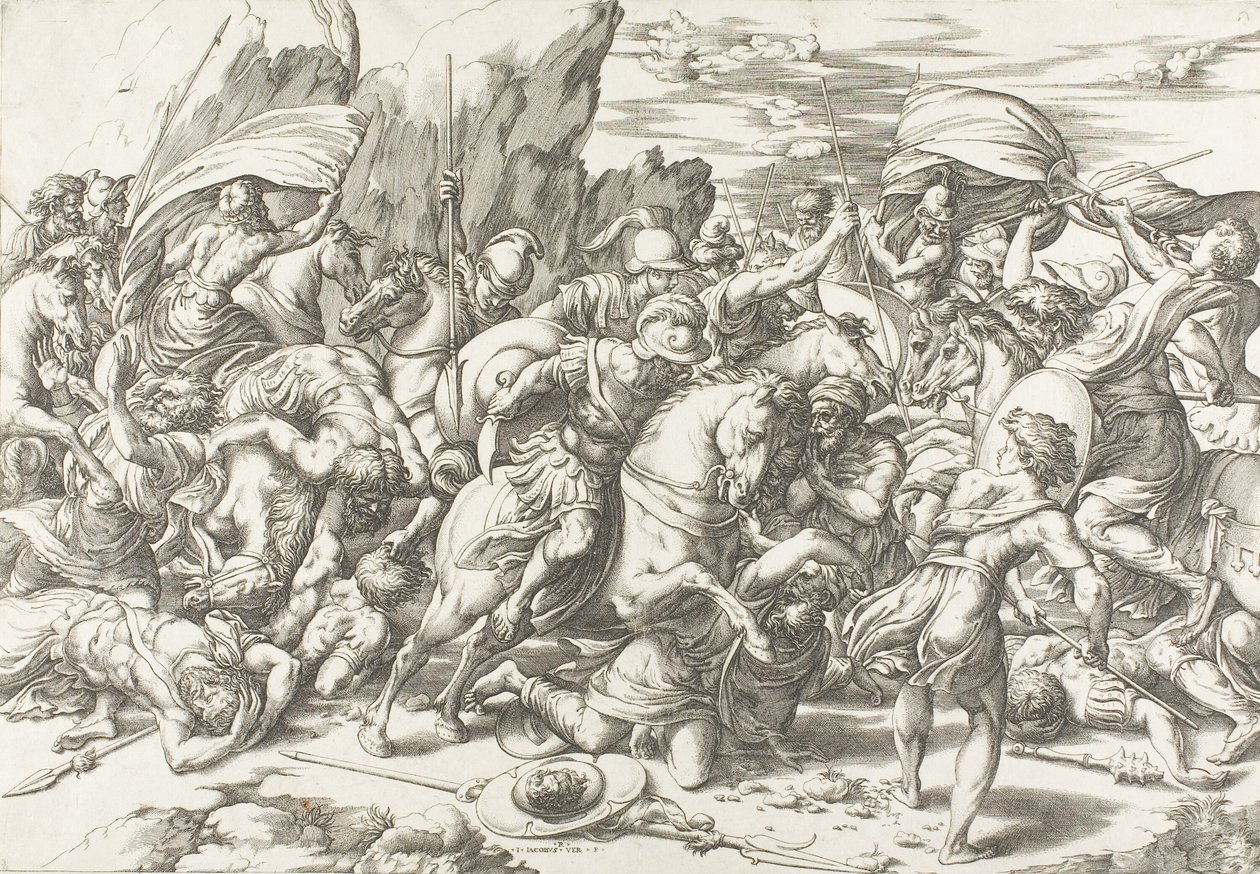A batalha em torno do escudo e da lança de Giovanni Jacopo Caraglio