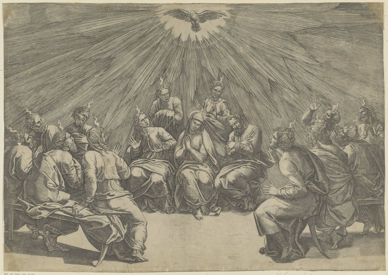 Derramamento do Espírito Santo Pentecostes de Giovanni Jacopo Caraglio