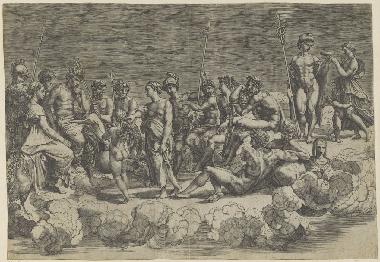 Encontro dos Deuses no Olimpo de Giovanni Jacopo Caraglio