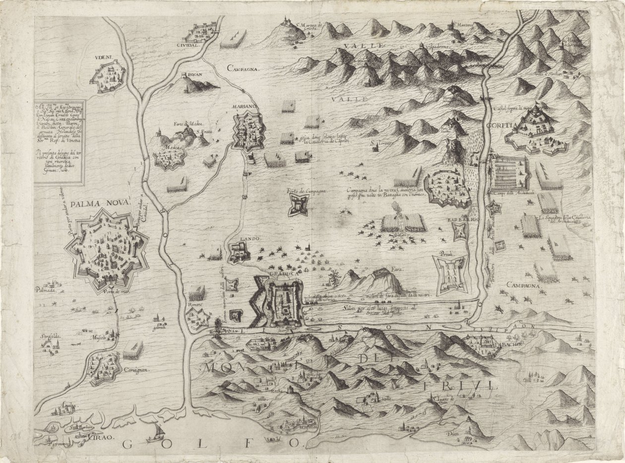Mapa do cerco de Palmanova de Giovanni Justo