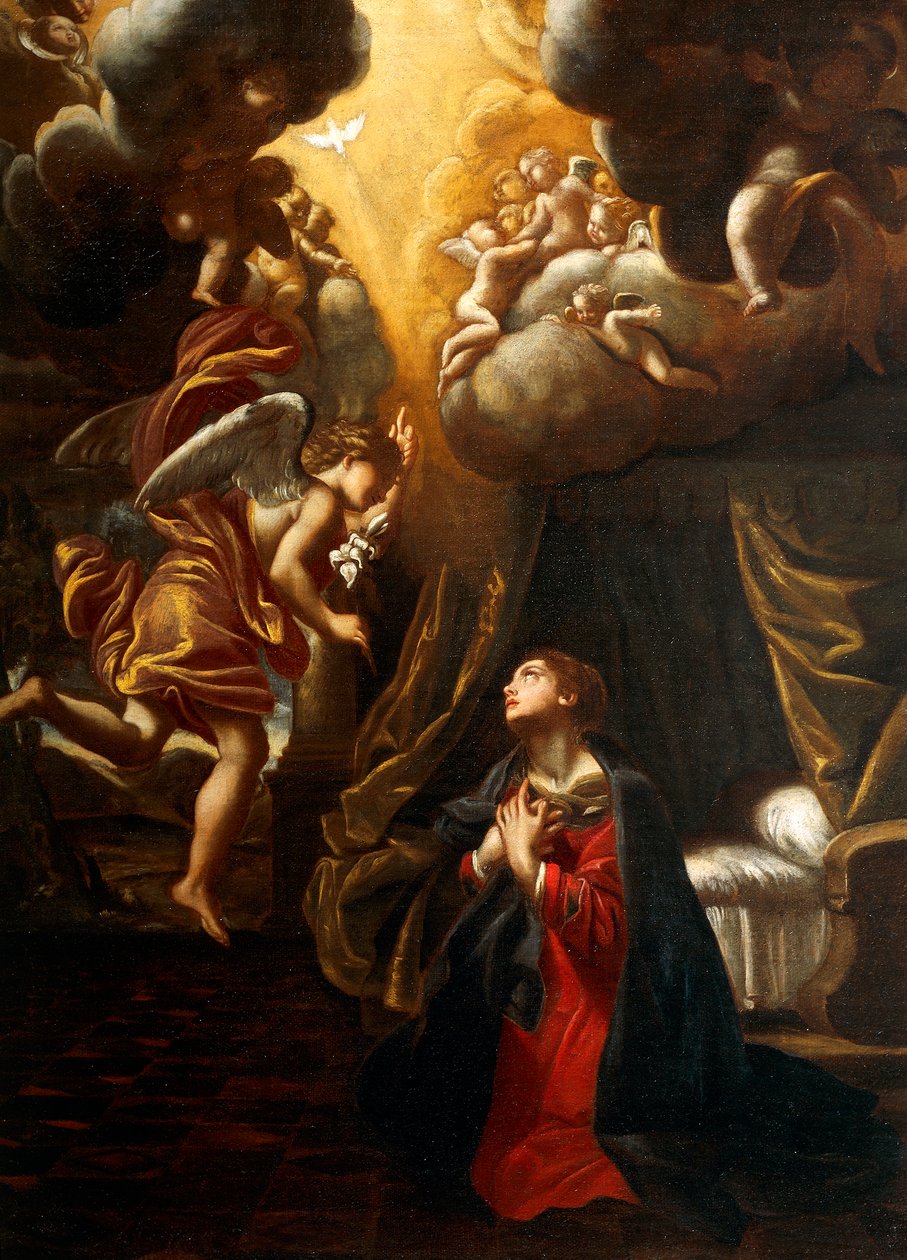 Anunciação, por Giovanni Lanfranco (1582-1647), óleo sobre tela, 76x55 cm de Giovanni Lanfranco