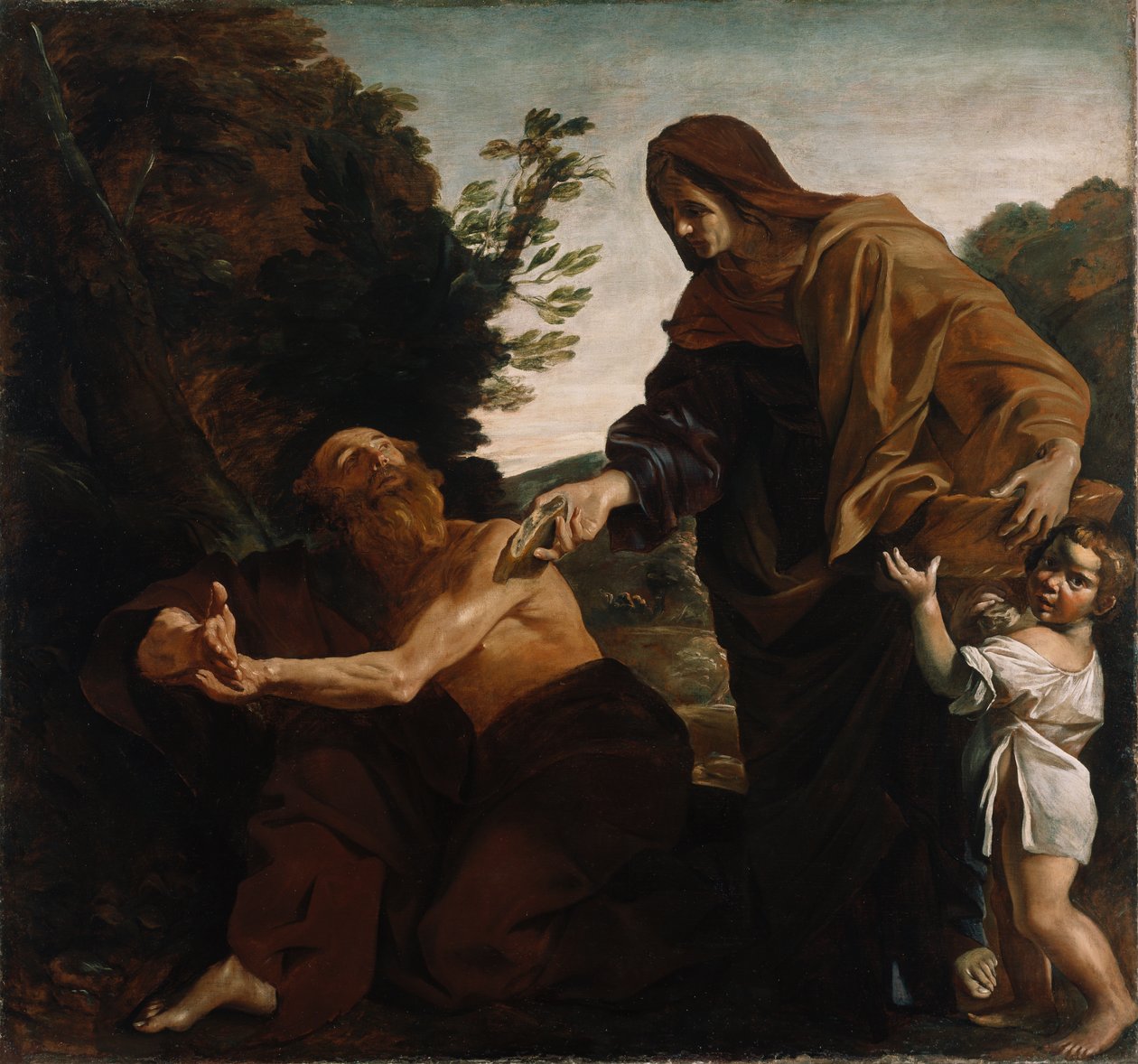 Elias Recebendo Pão da viúva de Zarepath, 1621-24 de Giovanni Lanfranco