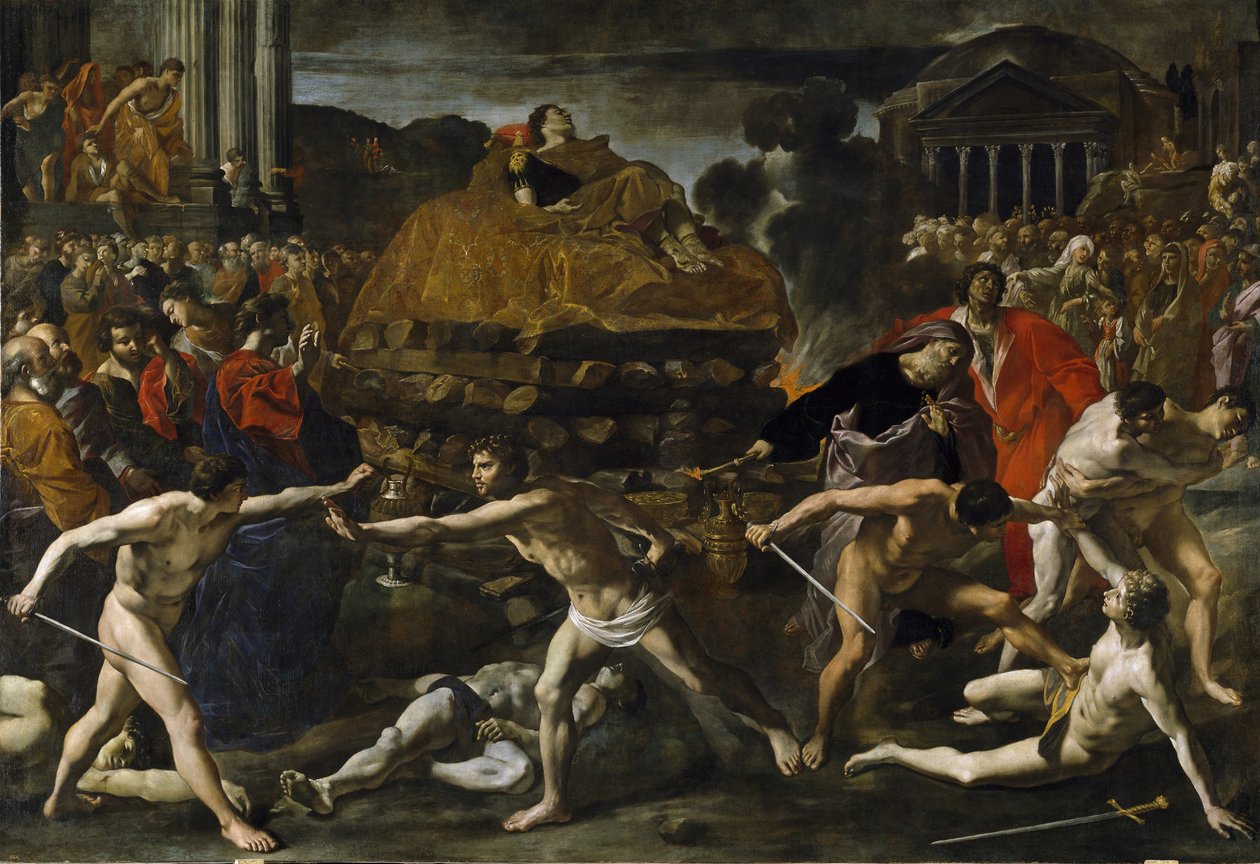 Funeral de uma cerimônia de cremação do imperador romano de Giovanni Lanfranco