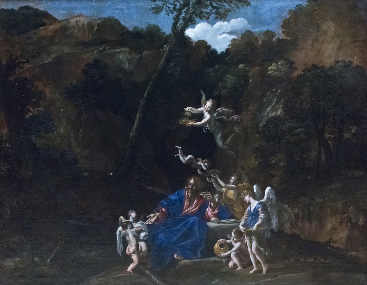 Jesus tratado pelos anjos de Giovanni Lanfranco