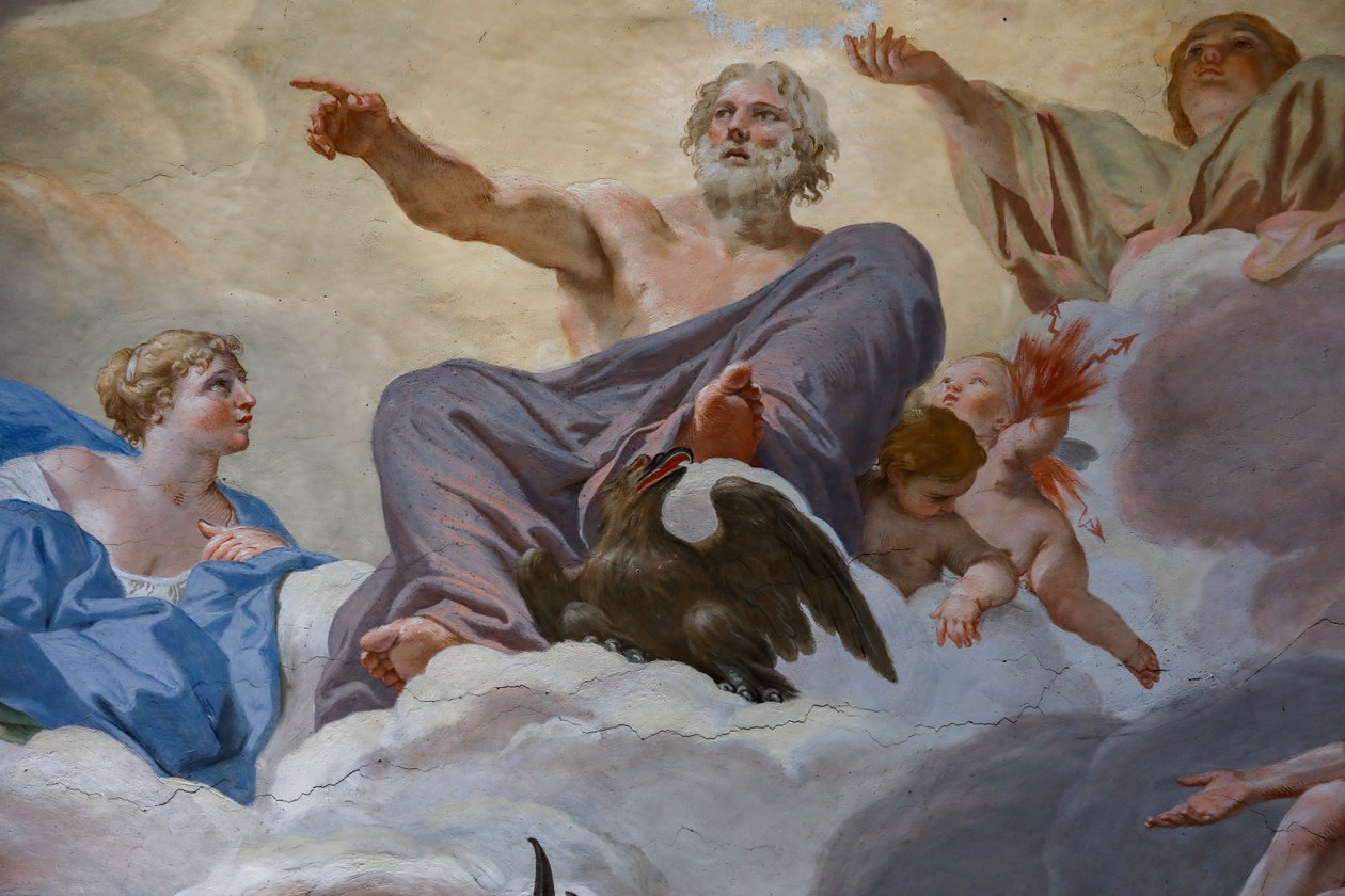 Júpiter e Junon. Detalhe de "O conselho dos deuses" 1624-1625. fresco de Giovanni Lanfranco