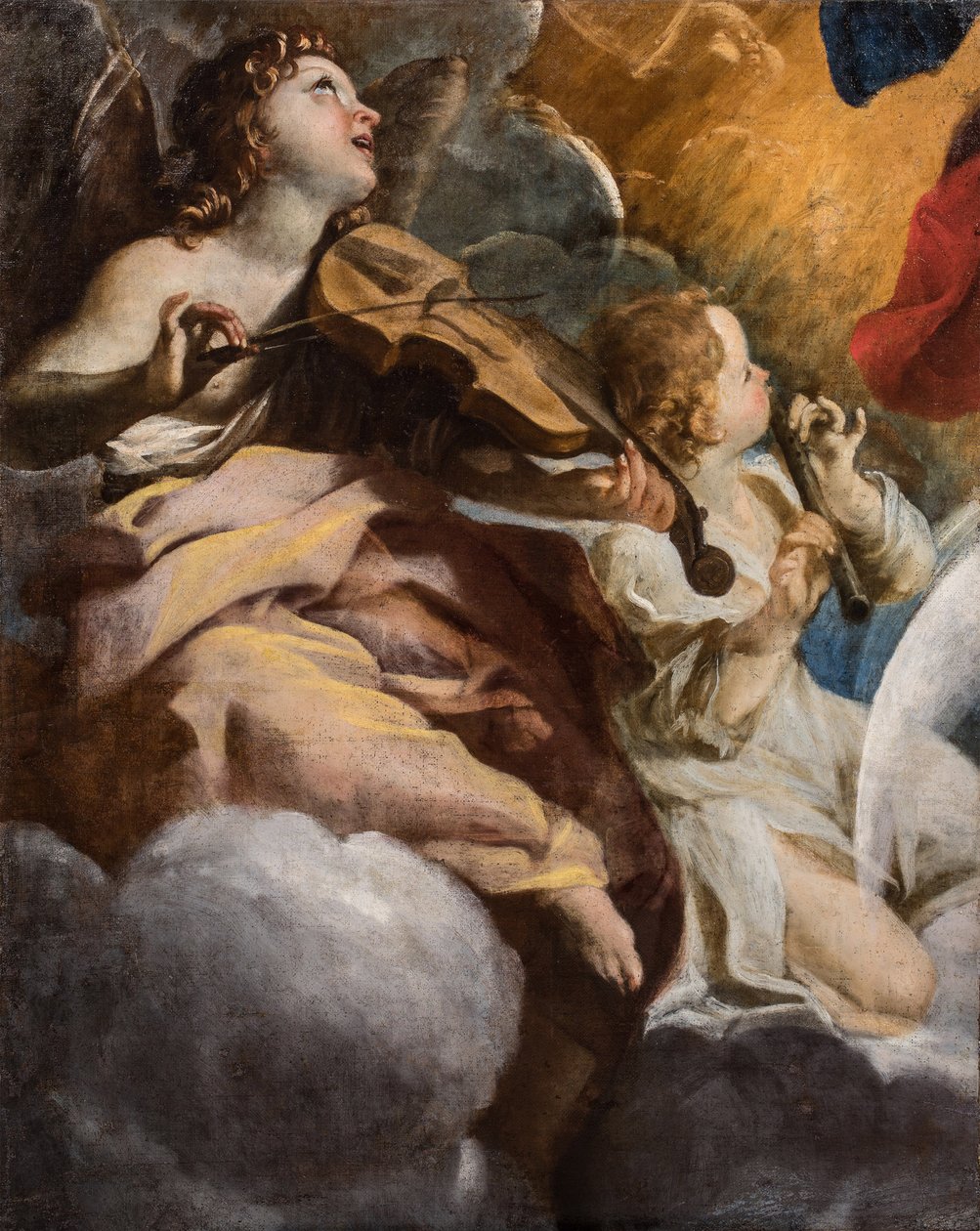 "Les anges musiciens" (Os anjos musicais) Peinture de Giovanni Lanfranco (1582-1647) 1628-1630 Igreja de Santa Maria da Conceição, Roma de Giovanni Lanfranco