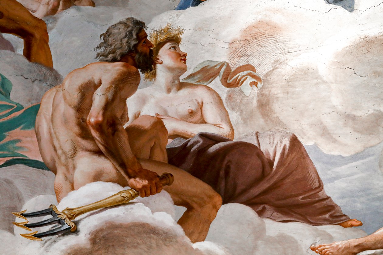 Netuno e Ceres. Detalhe de "O conselho dos deuses" 1624-1625. fresco de Giovanni Lanfranco