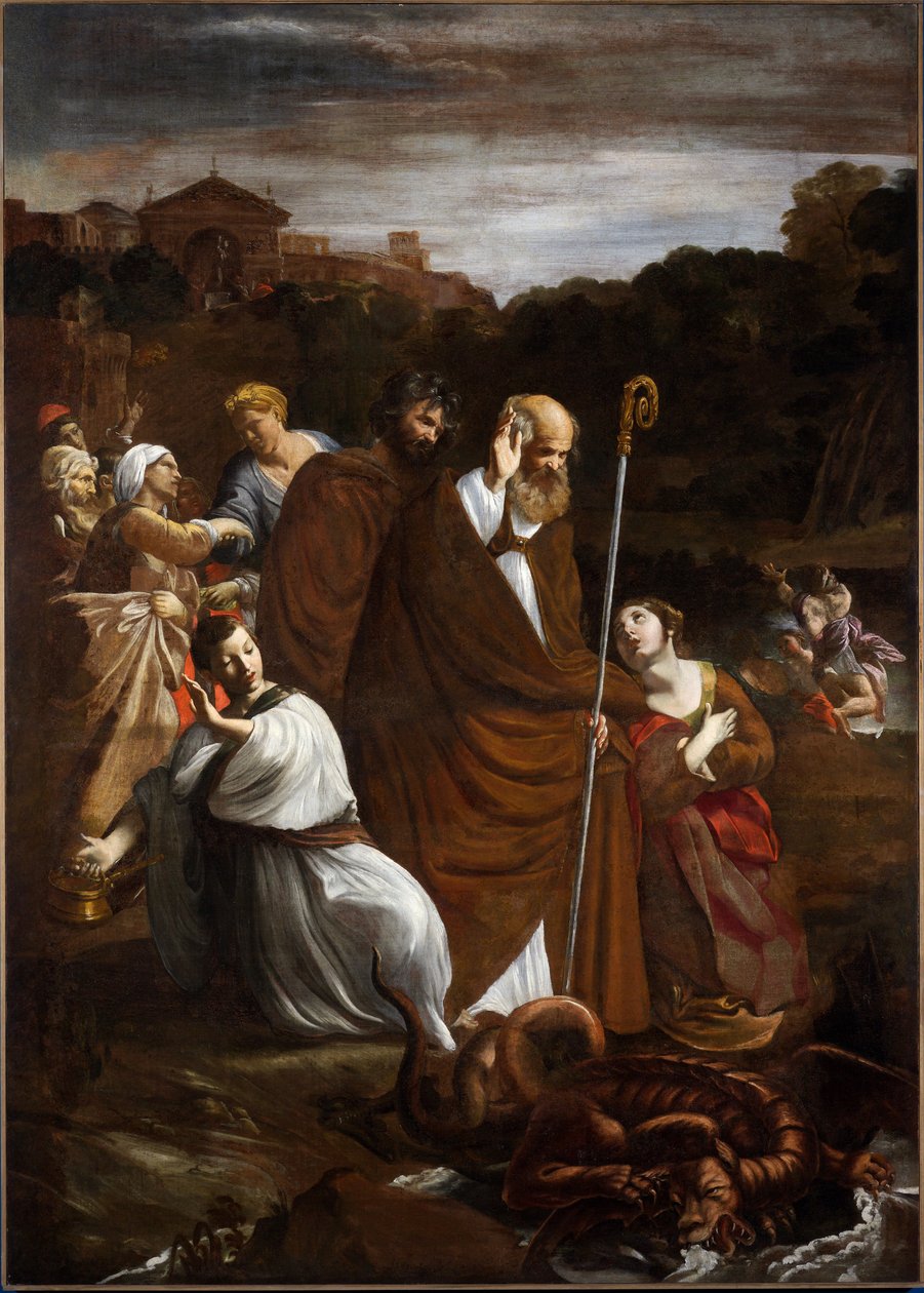 San Verano liberta Albenga do dragão, c.1615 (óleo sobre tela) de Giovanni Lanfranco
