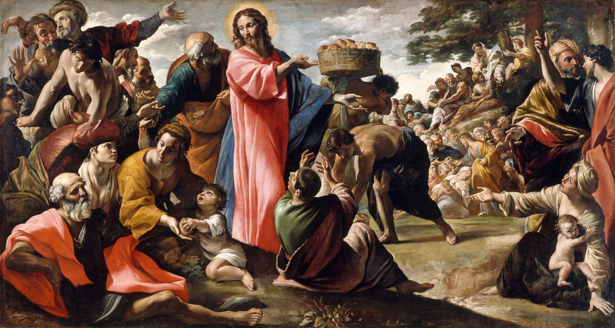 O milagre dos pães e dos peixes de Giovanni Lanfranco