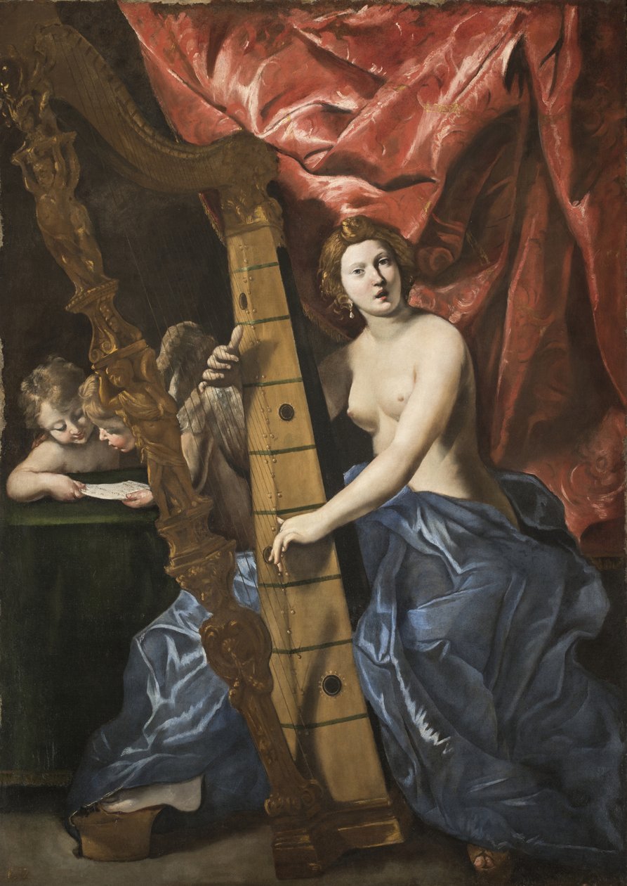 Vênus tocando harpa, c.1630. de Giovanni Lanfranco