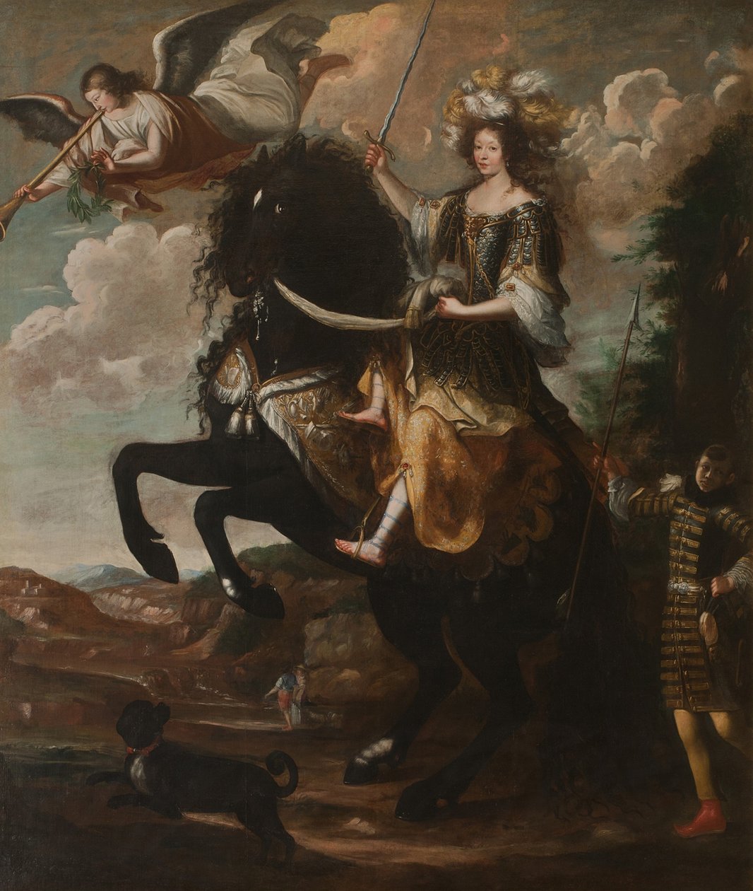 Retrato equestre de Marie Jeanne Baptiste 1644-1724, Duquesa de Sabóia, c. 1670. de Giovanni Luigi Buffi