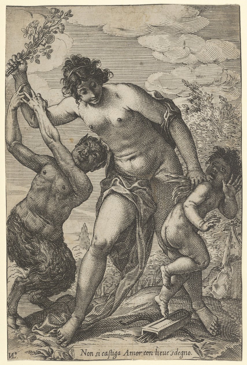 Vênus Chicoteando Cupido com Rosas, início do século XVII., início do século XVII. de Giovanni Luigi Valesio