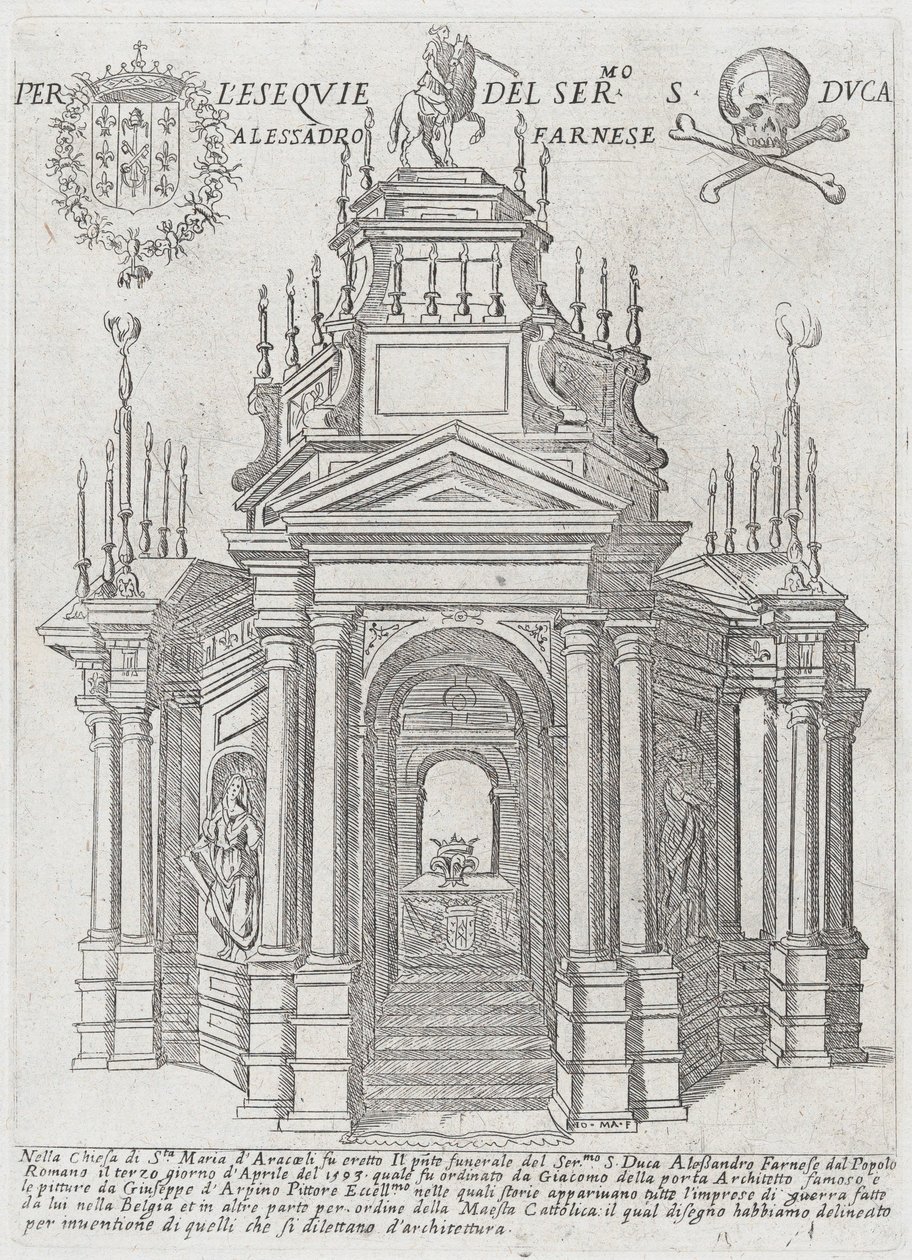 Catafalco para o Duque Alessandro Farnese, 1593 de Giovanni Maggi