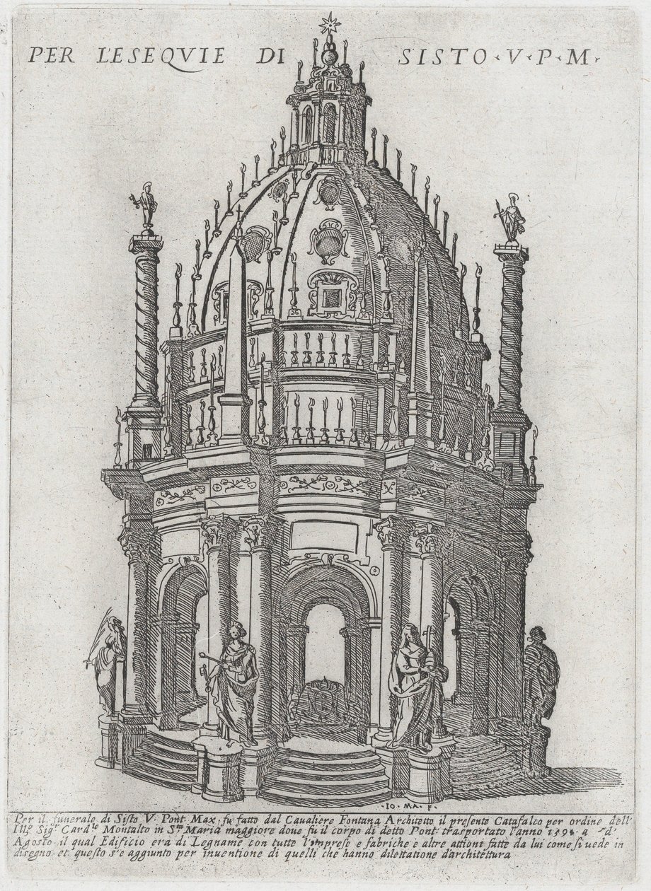 Catafalco para o Papa Sisto V, 1591. de Giovanni Maggi