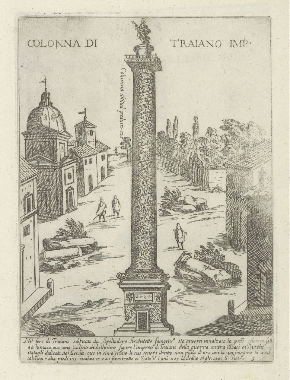 Zuil van Trajanus te Roma
Coluna de Trajano imp. (título sobre o objecto)
Moderne en antieke monumenten en bouwwerken in Rome (título da série)
Ornamenti di fabriche antichi et moderni dell