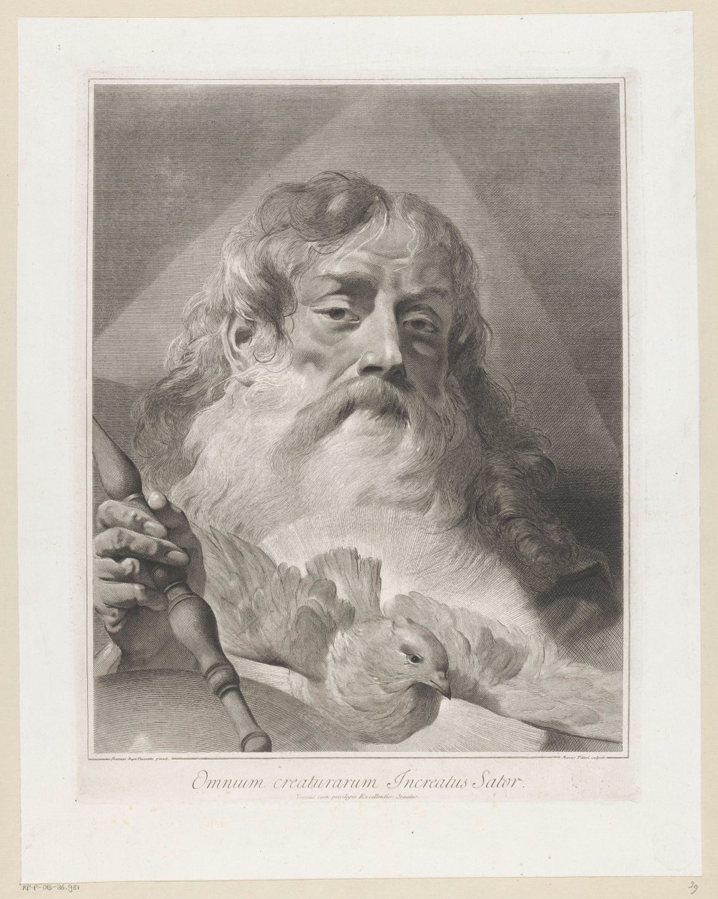 God de Vader met duif
Omnum creaturarum Increatus Sator (título sobre o objecto) de Giovanni Marco Pitteri