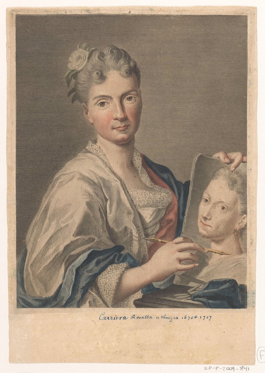 Retrato da artista Rosalba Carriera Retratos de artistas (título da série) de Giovanni Marco Pitteri