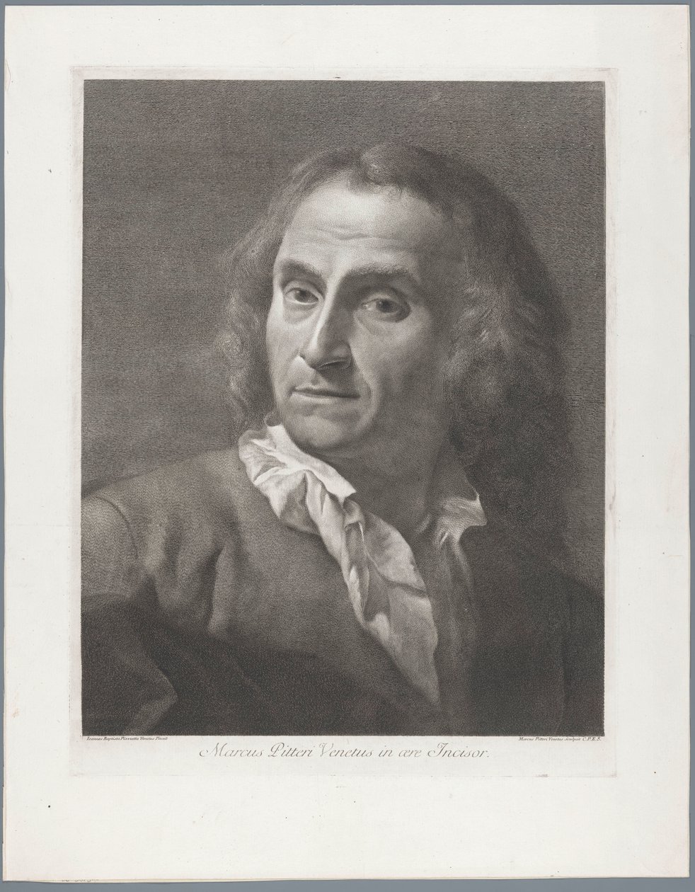 O gravador de Portret Van Giovanni Marco Pitteri Marcus Pitteri Blue Engraver in Air (título no objeto) de Giovanni Marco Pitteri