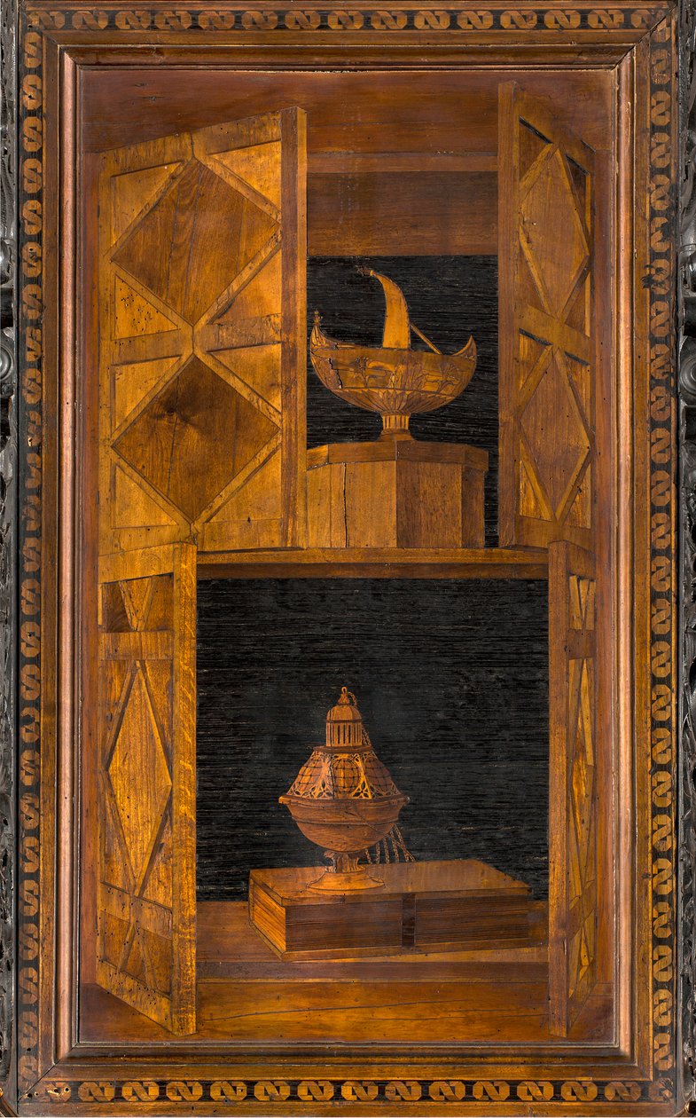 Coro Canônico Ligeano, Inlaid de Giovanni Maria Platina 1484, Superior Stall de Giovanni Maria Platina