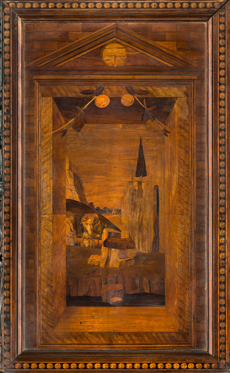 Coro Canônico Ligeano, Inlaid de Giovanni Maria Platina 1484, Superior Stall de Giovanni Maria Platina