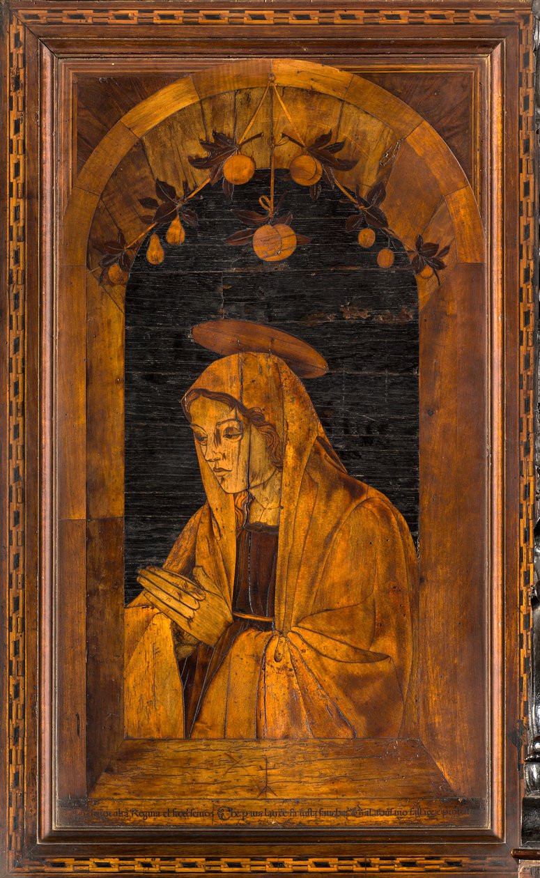 Coro Canônico Ligeano, Inlaid de Giovanni Maria Platina 1484, Superior Stall de Giovanni Maria Platina