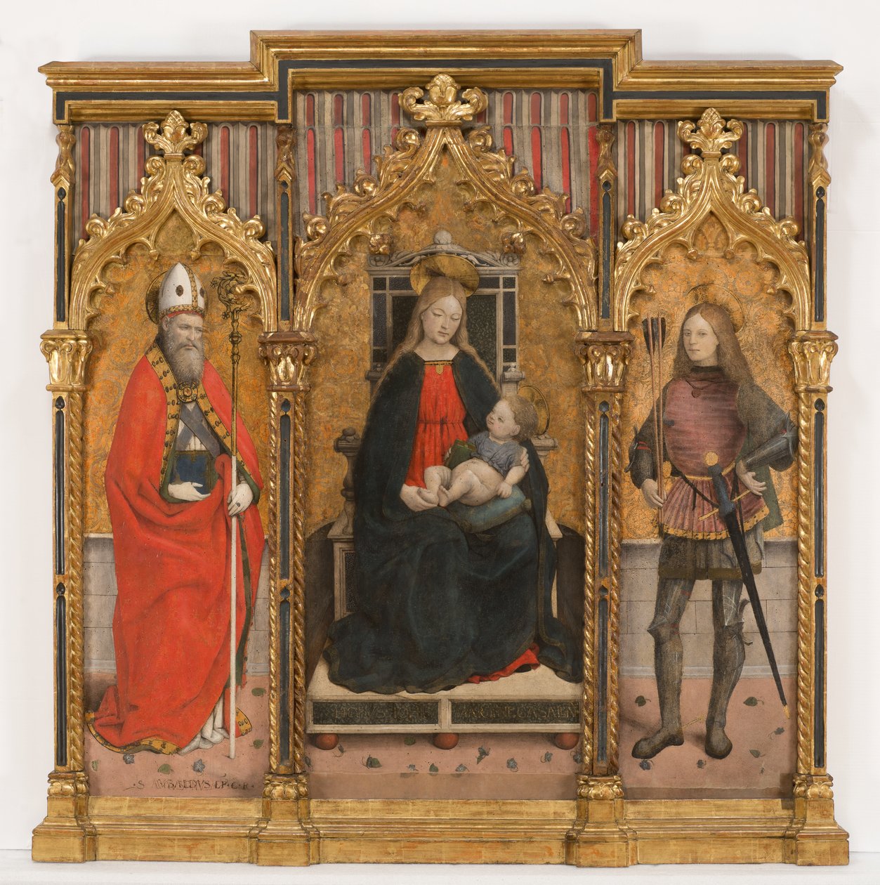 Madonna entronizada com a Criança e os Santos Ubaldo e Sebastian de Giovanni Martino Spanzotti