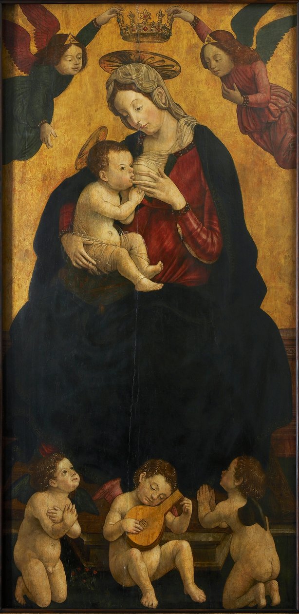 Madona do Leite com anjos que fazem música, 1490-1500. de Giovanni Martino Spanzotti