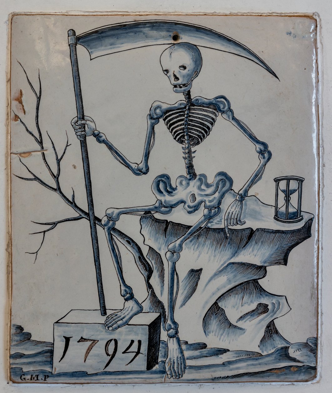 Placa com alegoria de morte de Giovanni Meazzi