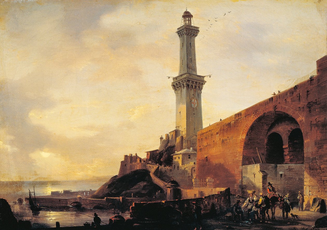 Génova, vista do farol, de Giovanni Migliara (1785-1837), óleo sobre tela de Giovanni Migliara