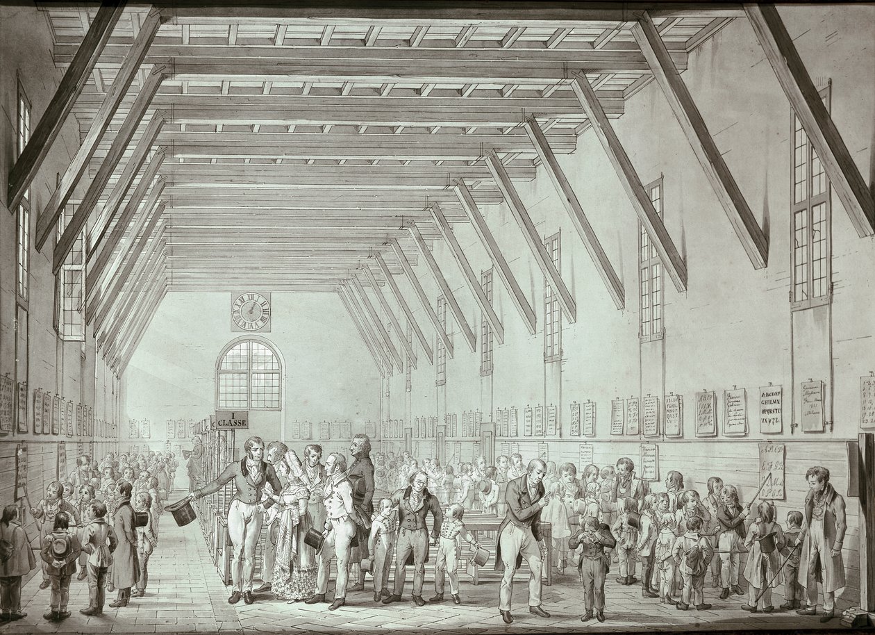 Milão. A escola de ensino mútuo de Santa Caterina (impressão) de Giovanni Migliara