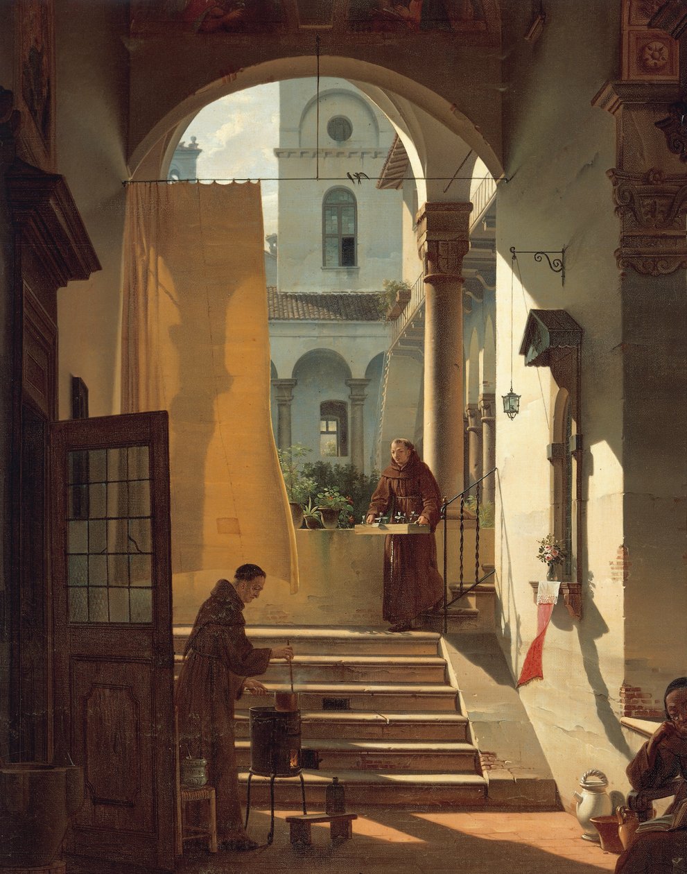 O boticário de um claustro, de Giovanni Migliara, detalhe de Giovanni Migliara