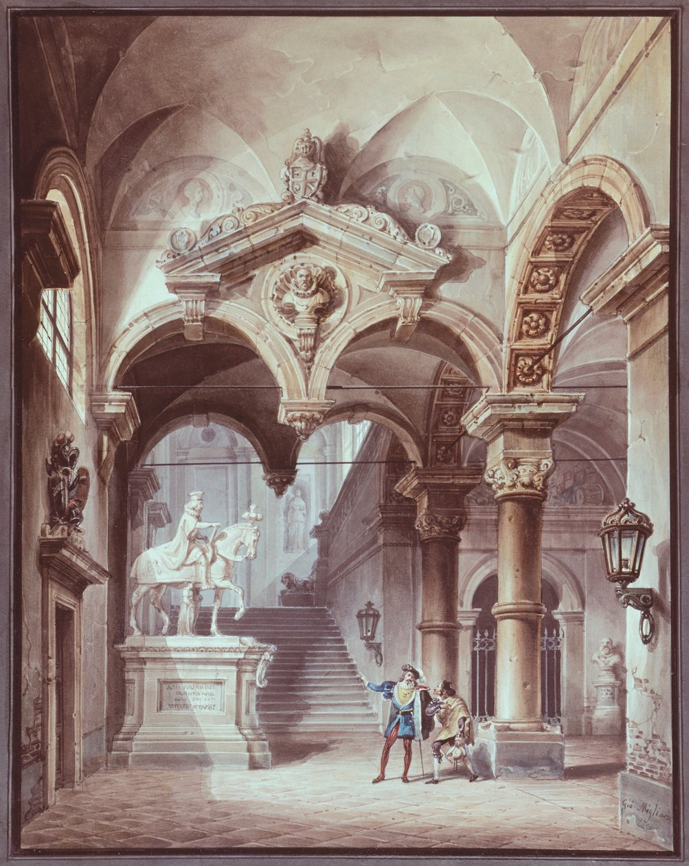 O Convidado de Pedra, Joker Prático de Sevilha, por Giovanni Migliara (1785-1837) de Giovanni Migliara