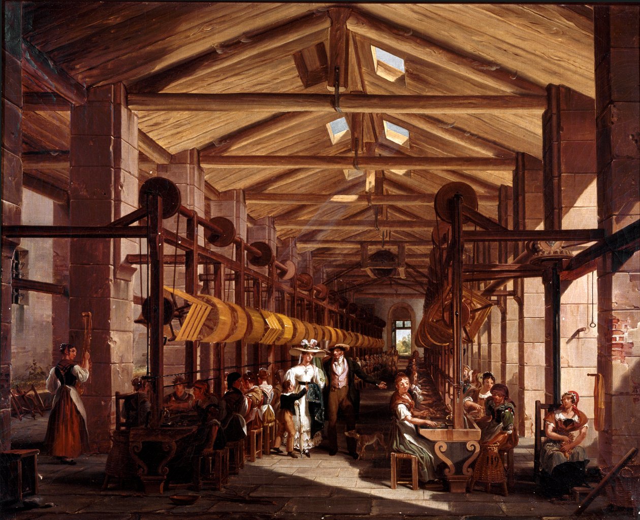 A oficina de fiação Mylius tem Boffalora Ticino perto de Milão Pintura de Giovanni Migliara (1785-1837) 1828 Óleo sobre tela, altura: 44 cm Menaggio, coleção particular de Giovanni Migliara