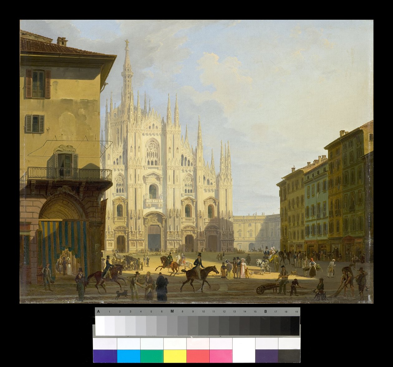 Vista da Piazza Duomo, em Milão, 1819-28 de Giovanni Migliara