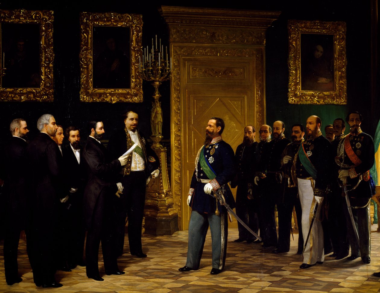 Anexação da Itália apresentada a Victor Emmanuel II pelos delegados da Toscana, por Giovanni Mochi (1829-1892), era da unificação, Itália de Giovanni Mochi