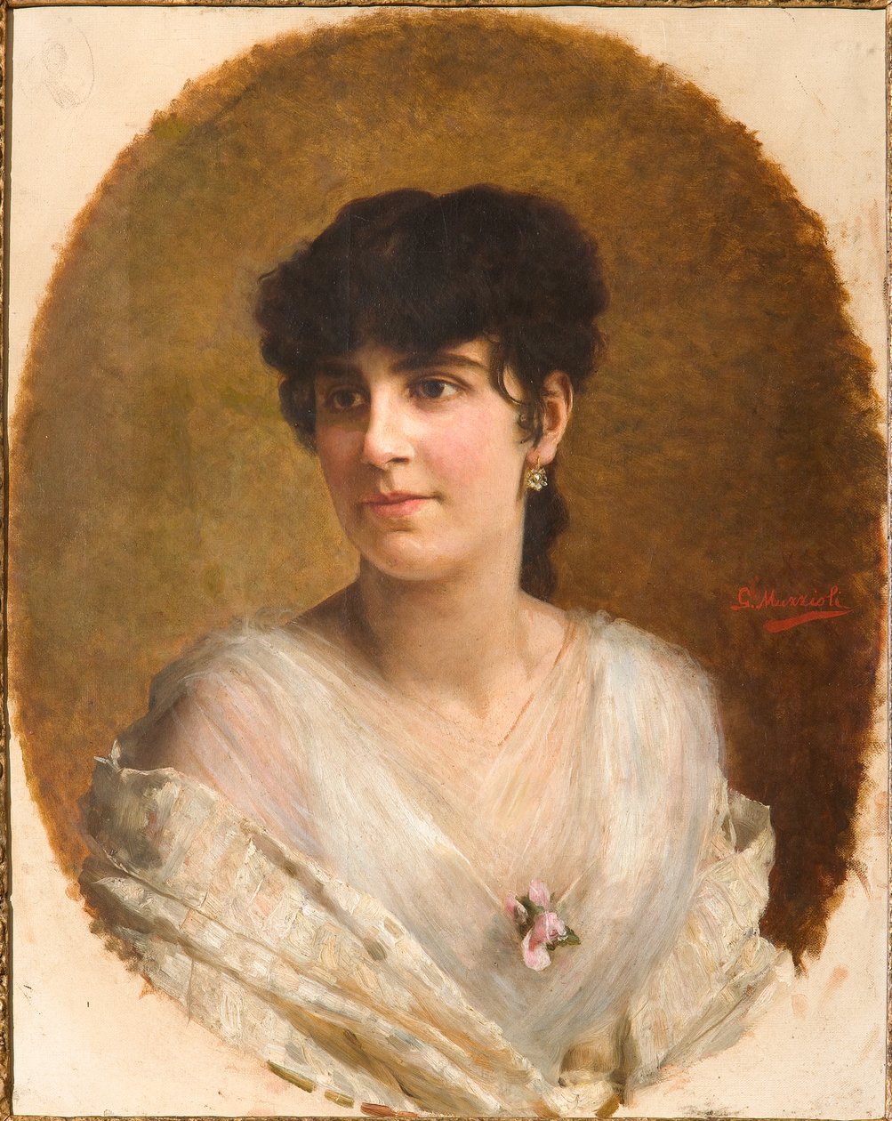 Rosto de uma rapariga (óleo sobre tela) de Giovanni Muzzioli