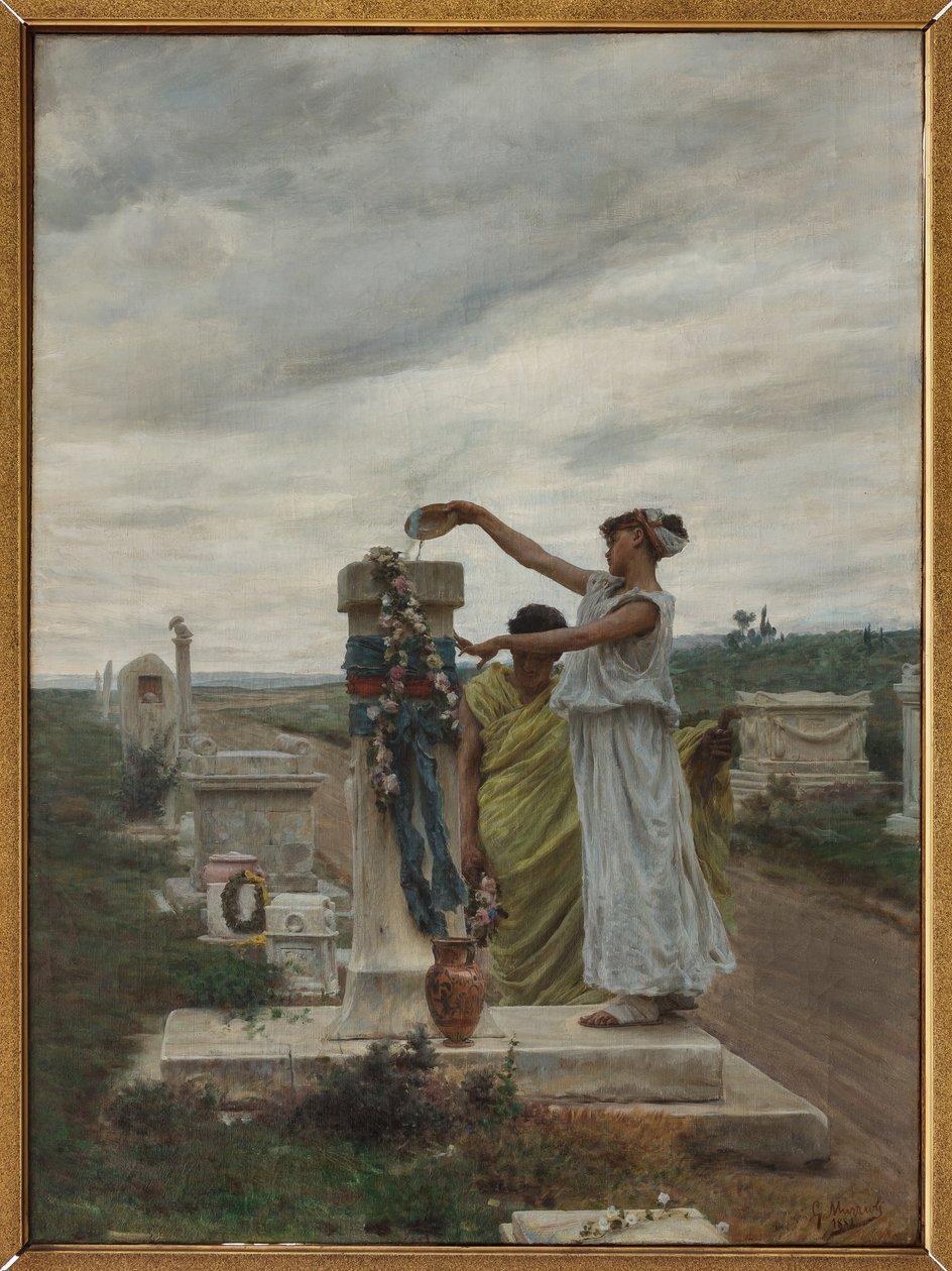 Honra aos Heróis (um rito na Grécia antiga) (óleo sobre tela) de Giovanni Muzzioli