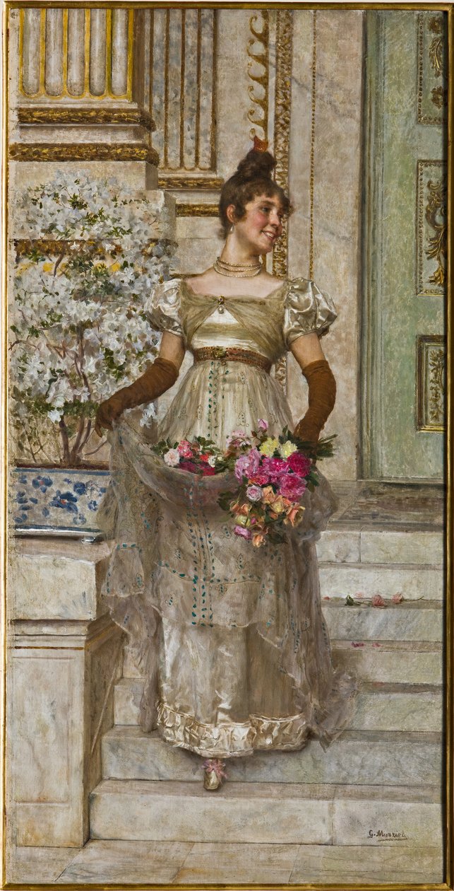 Mulher a descer as escadas (óleo sobre tela) de Giovanni Muzzioli