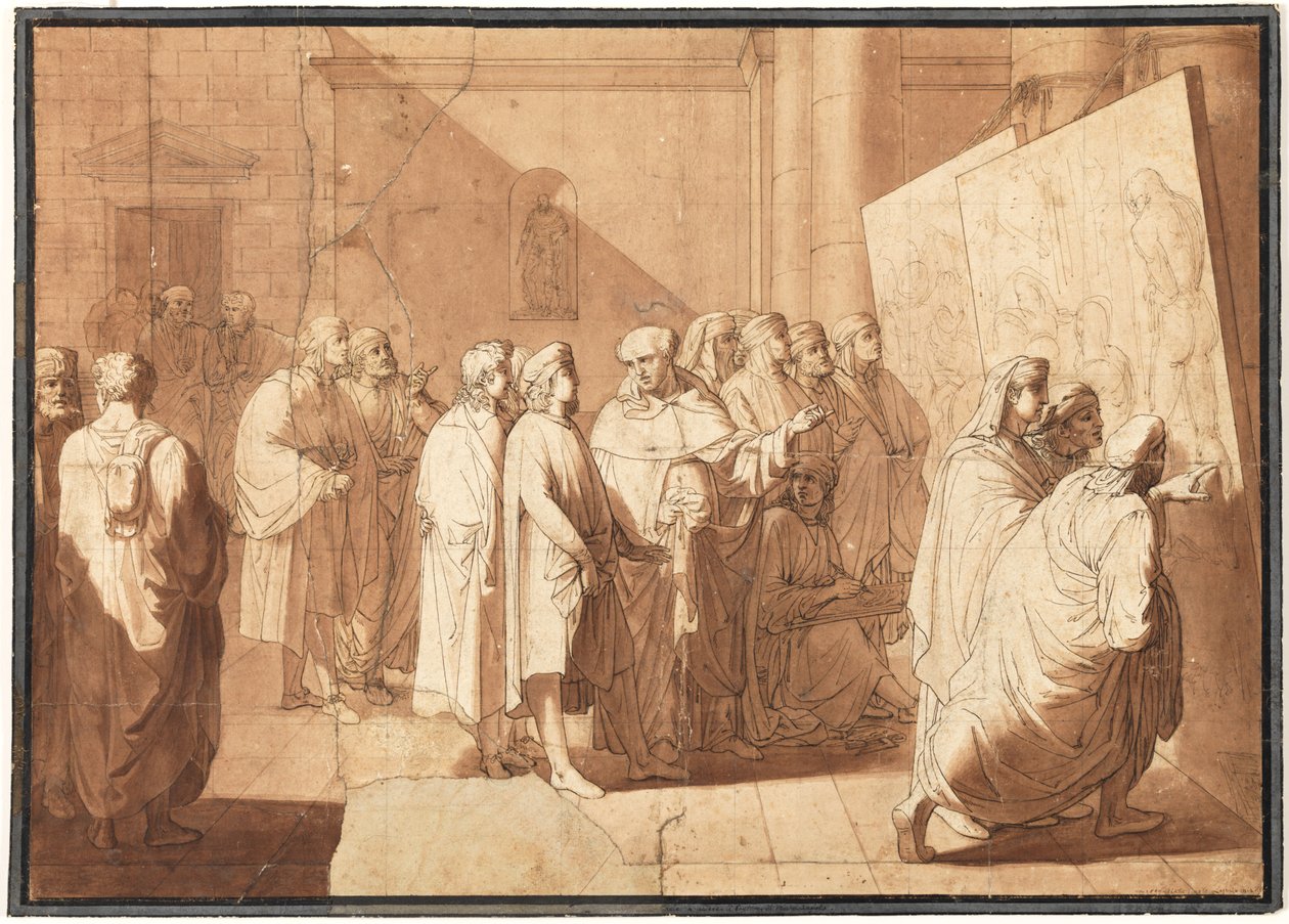 De Bartolommeo, Raphael mostra as caixas de Leonardo e Michelangelo de Giovanni Paolo Lasinio