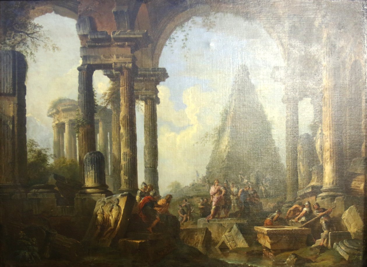 Alexandre, o Grande, em frente ao túmulo de Aquiles. de Giovanni Paolo Panini